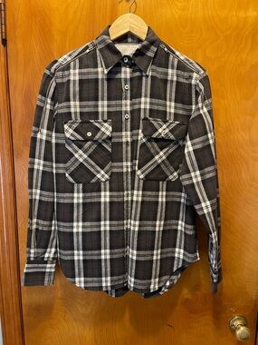 R13 Black and White Plaid Button-Down Shirt